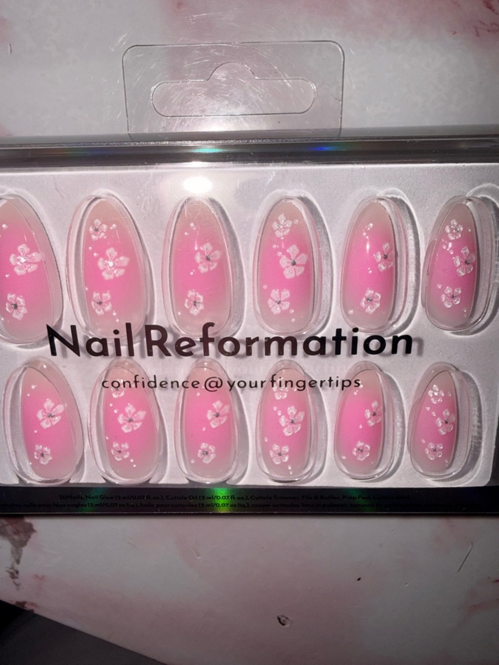 Nail Reformation Pink Floral Press-On Nails